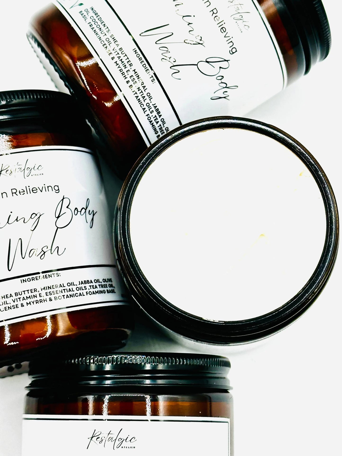 Foaming pain relieving shea butter body wash